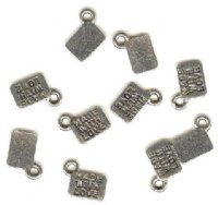 10 9x6mm "Made with Love" Antique Silver Pendants